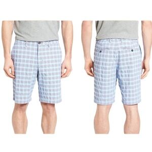 Tommy Bahama Mens Shorts‎ Blue Check Shot Flat Front UPF 30 Shorts Sz 40